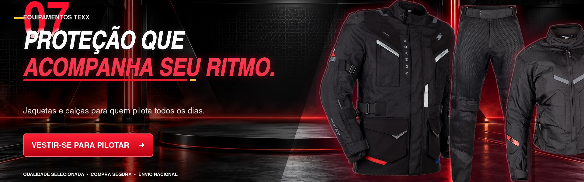 Equipamentos TEXX — proteção que acompanha seu ritmo.