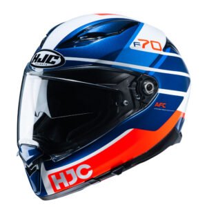 CAPACETE HJC F70 TINO AZUL BRANCO E LARANJA 56