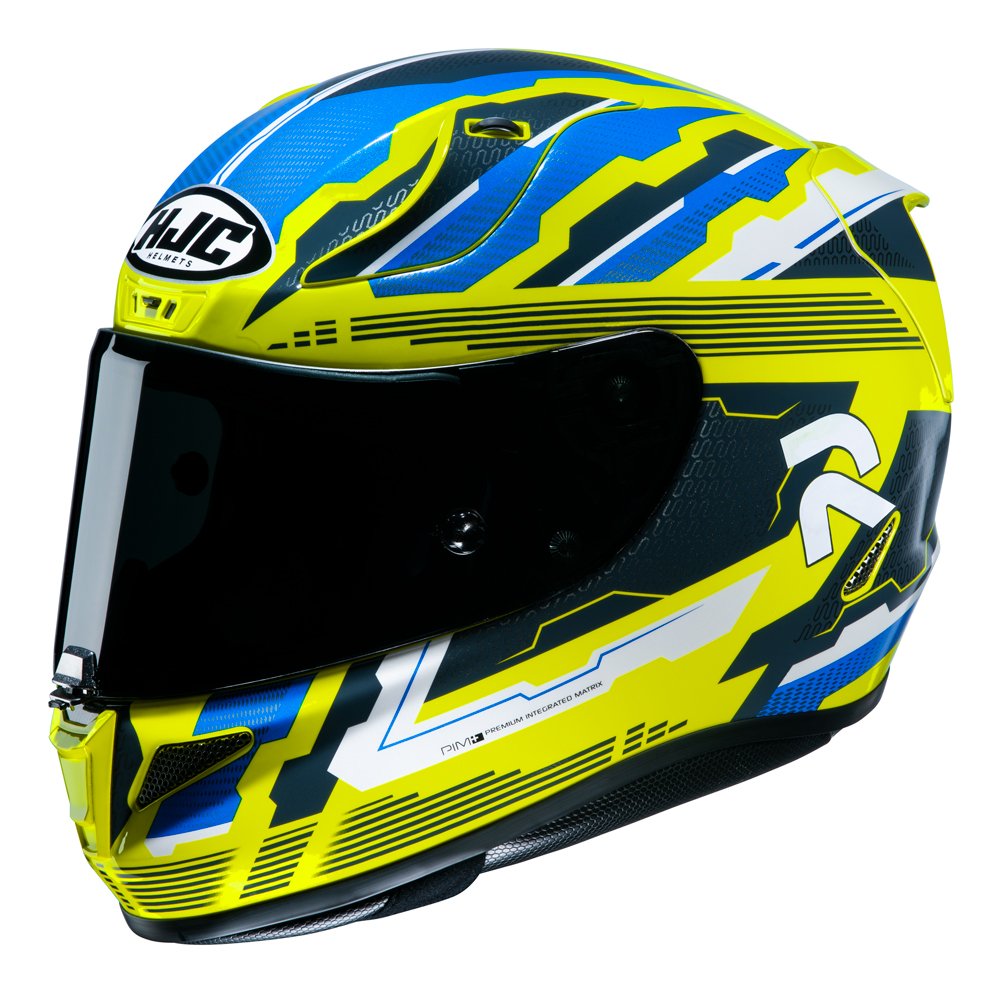 CAPACETE HJC RPHA 11 STOBON AMARELO AZUL E BRANCO 55