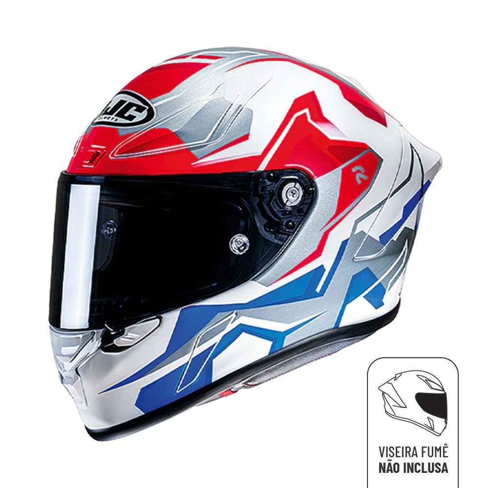 CAPACETE HJC RPHA 1 NOMARO VERMELHO BRANCO AZUL E CINZA 59