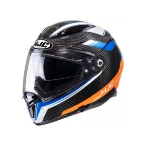CAPACETE HJC F70 CARBON UBIS PRETO AZUL E LARANJA 58