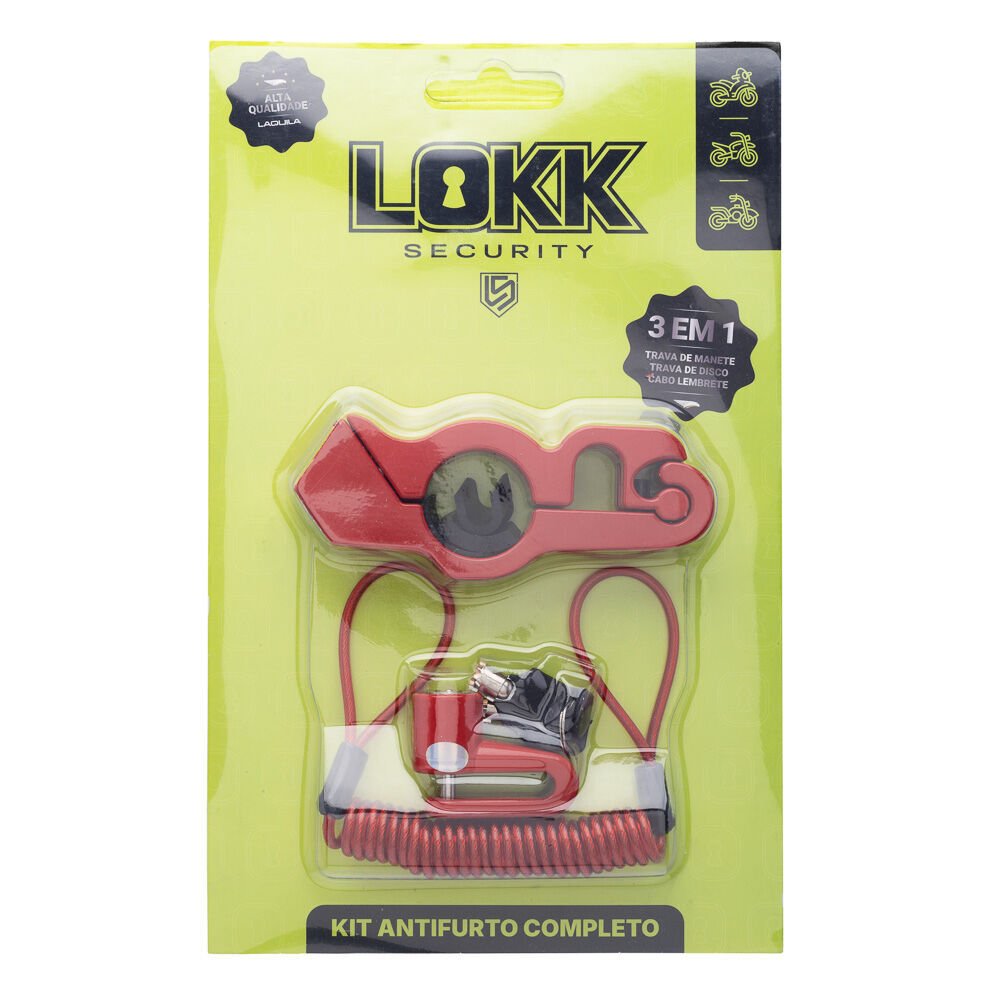 TRAVAS KIT C/ 3 PECAS LOKK SECURITY VERMELHO