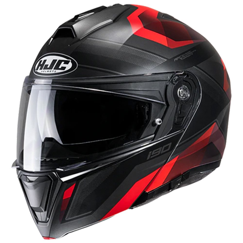CAPACETE HJC I90 SYREX PRETO E VERMELHO 56