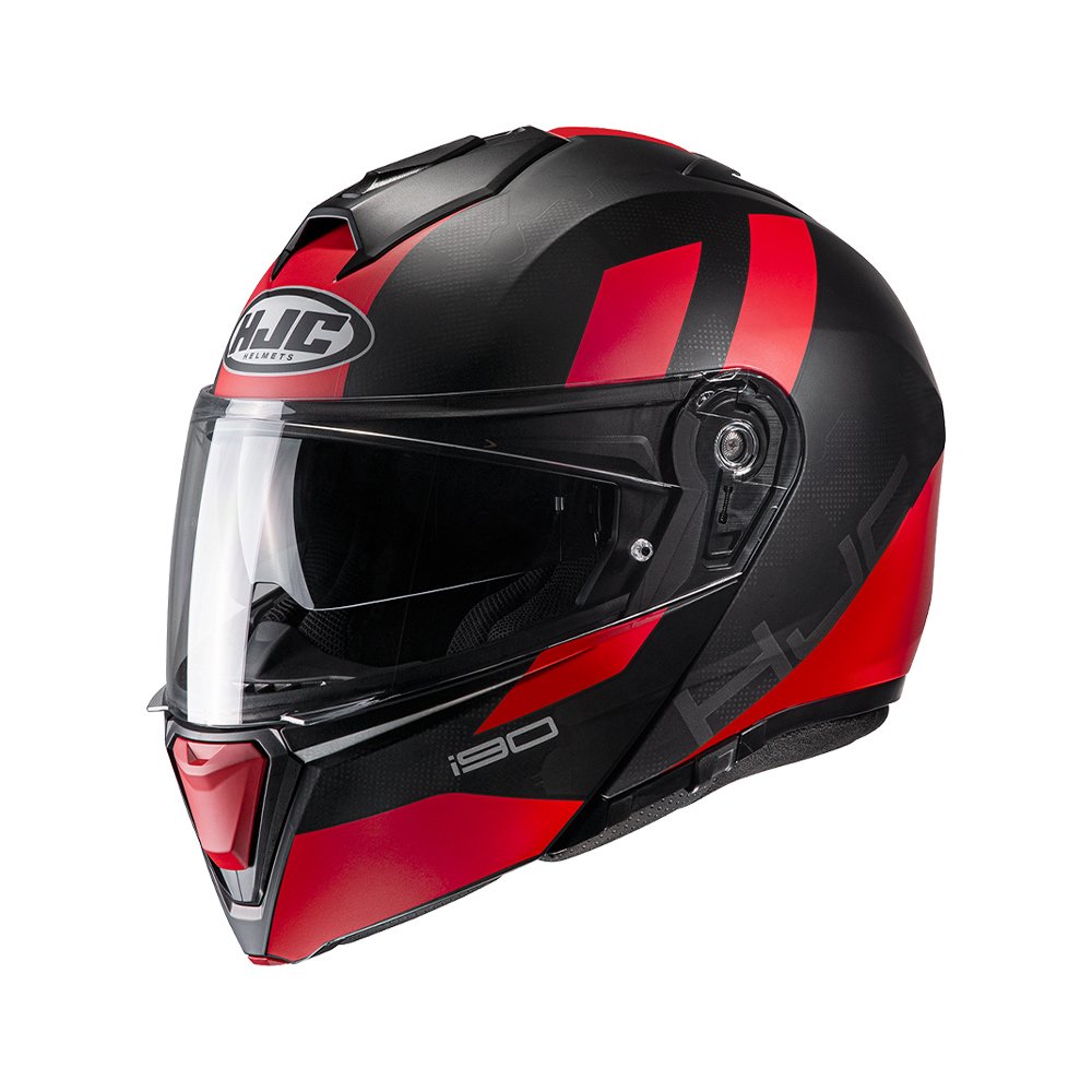 CAPACETE HJC I90 SYREX PRETO E VERMELHO 63