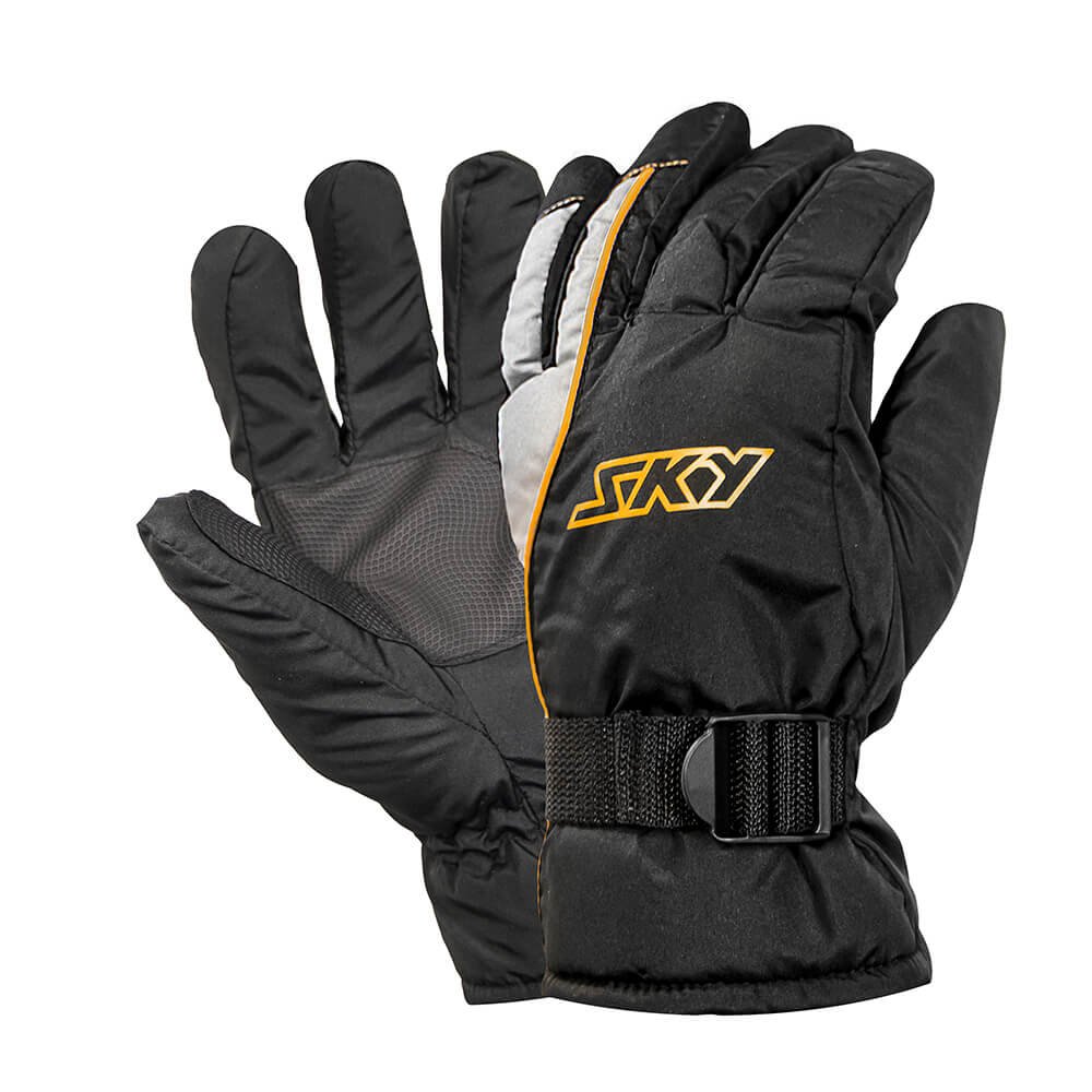 SKY Luva Impermeável Winter Preta com Amarelo P - Par