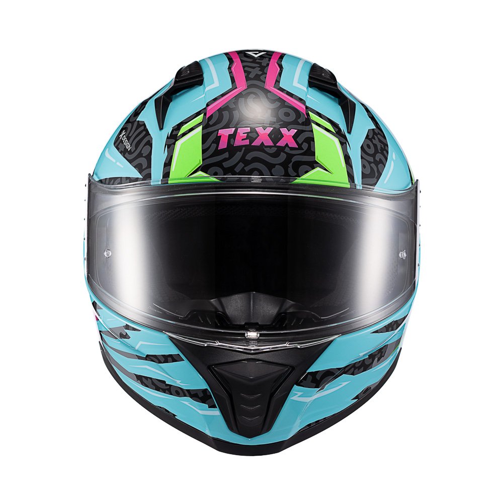 TEXX Capacete Fecha Raptor Arcade Azu Verd Ros 56 - Unid